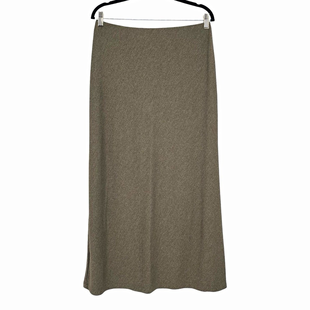 Ann Taylor Maxi Skirt Womens 12 Olive Green Long Minimalist Y2K Career 37"